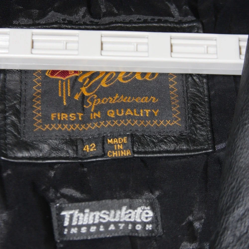 Vintage Reed Sportswear Leather Bomber‎ Jacket Mens 42 Black Thinsulate Lining